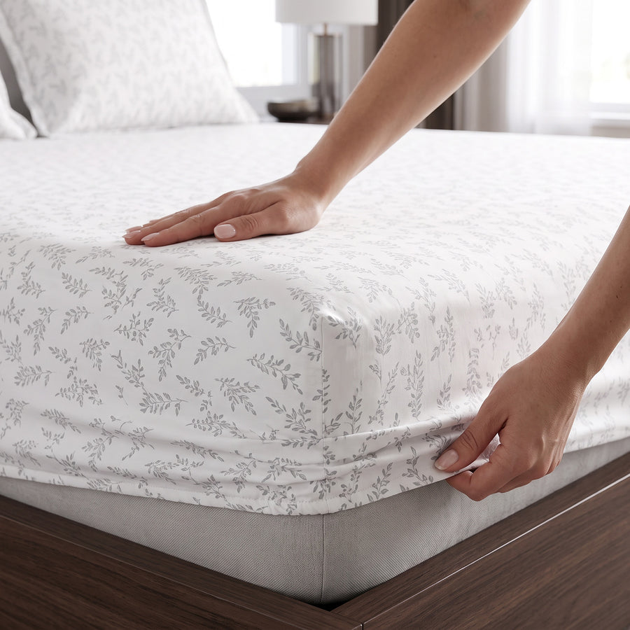 Willow Sprig King Fitted 100% Cotton Bedsheet Set