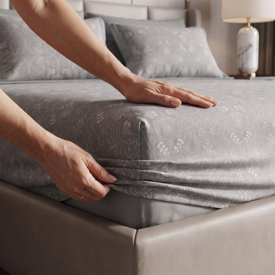 Medallion Bloom King Fitted 100% Cotton Bedsheet Set