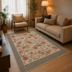 Botanical Print Anti-skid Washable Carpet 4x6 ft