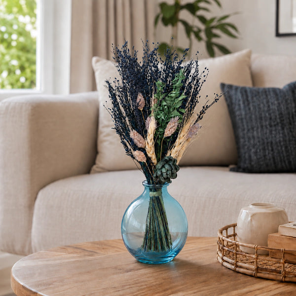 Elaris Coastal Lagoon Dried Blooms With Vase
