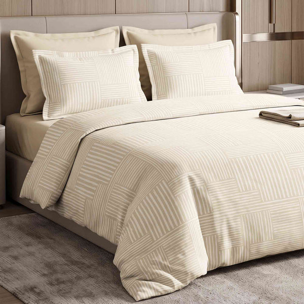 Basketweave Ivory King Fitted 100% Cotton Bedsheet Set