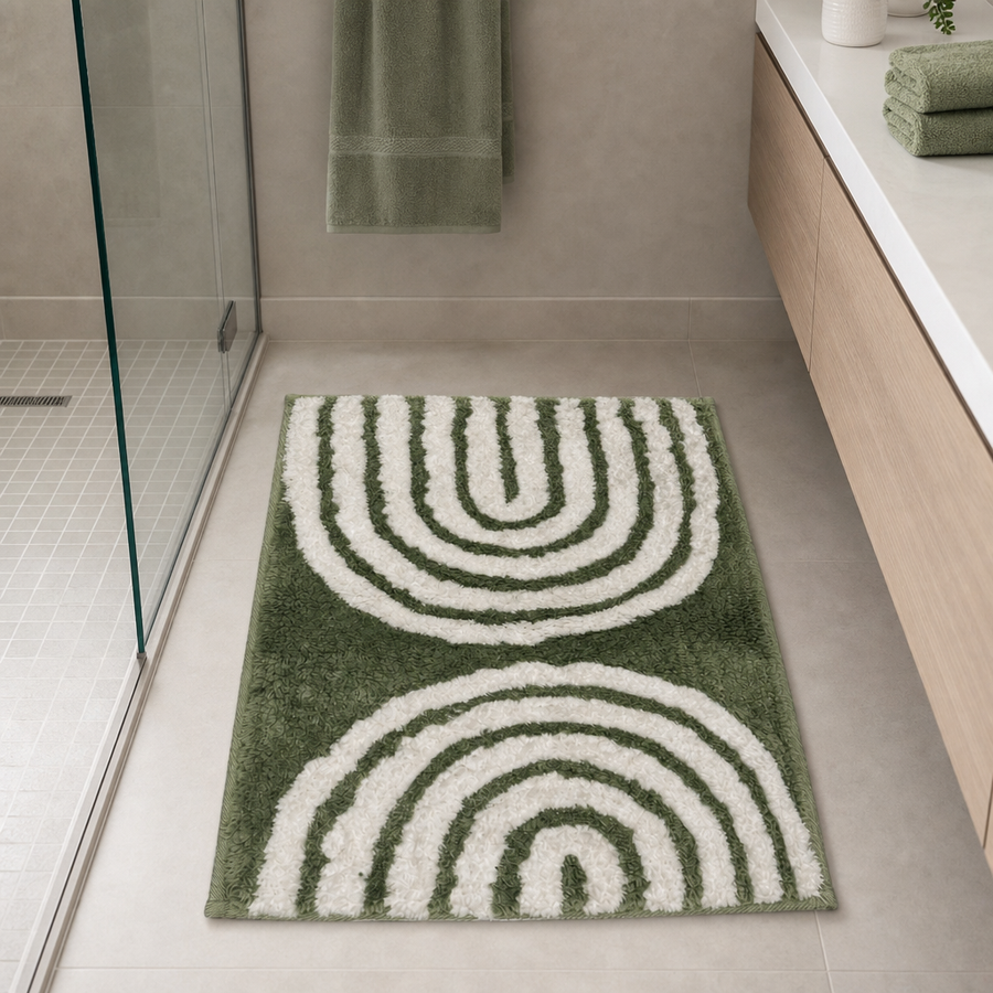 High Low Round Stripes Soft & Fluffy Mat use as Door Mat/Office/Floor/Bathroom etc. (50x80 cm) Anti-Slip (Pack of 1)
