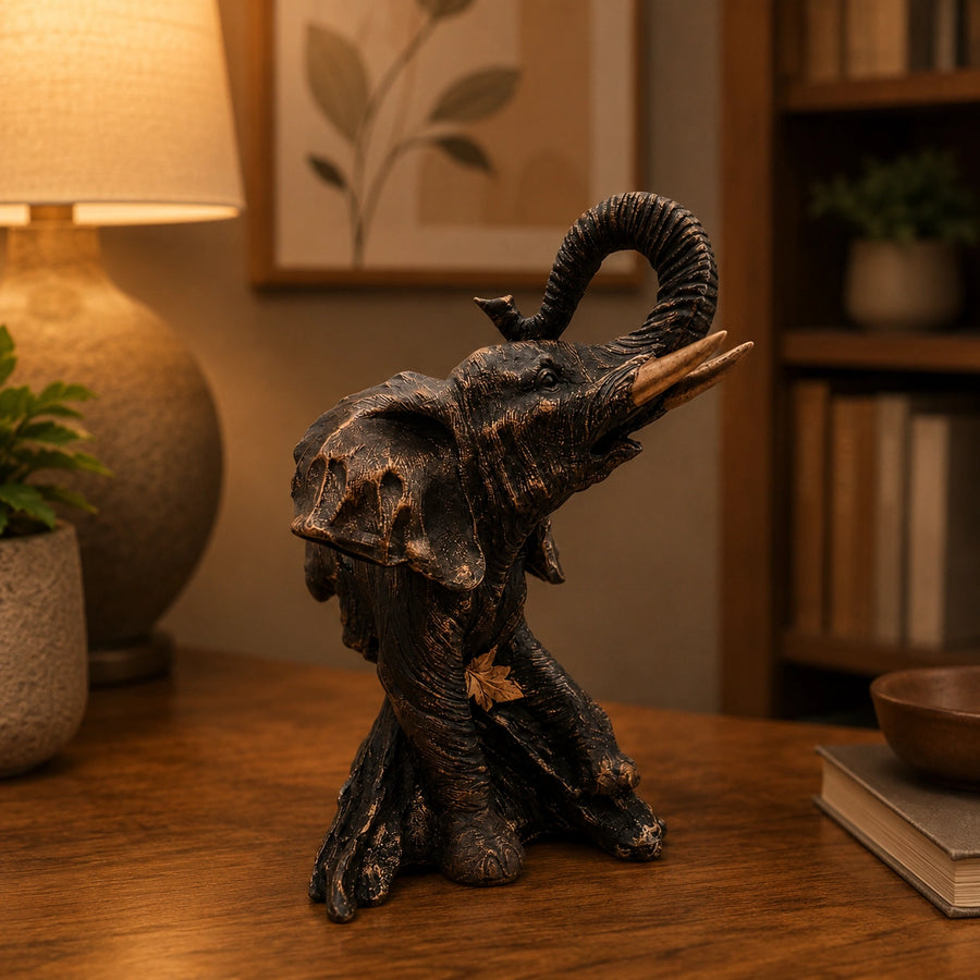 Elaris Majestic Elephant Figurine - Bronze Showpiece