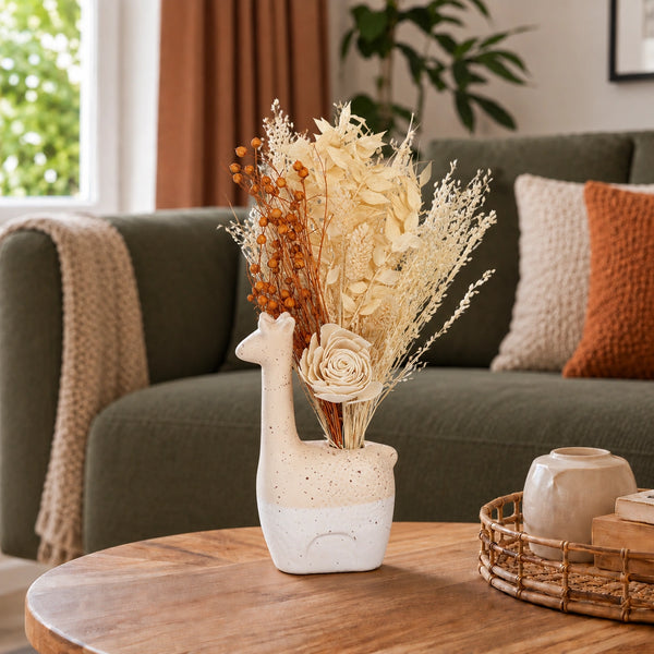 Elaris Cream Sculpt Dried Blooms With Vase