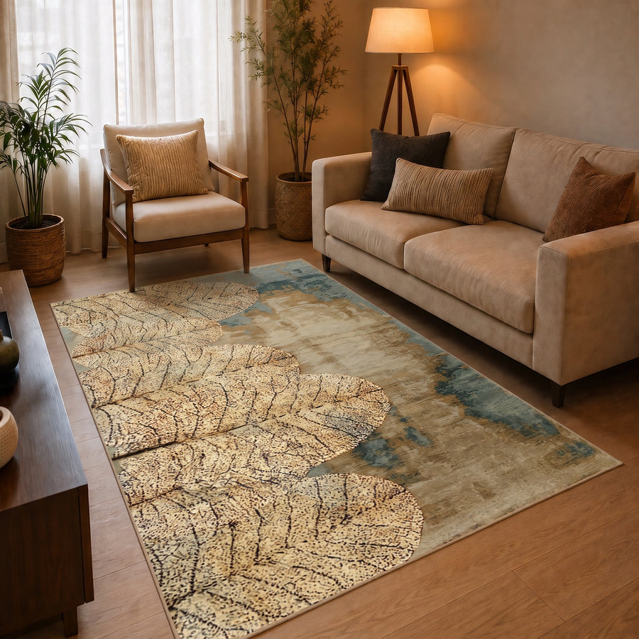 Botanical Serenity Print Anti-skid Washable Carpet 3x5 ft