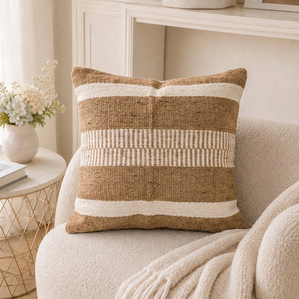 Elaris Terracotta Broad Stripe Cushion Cover