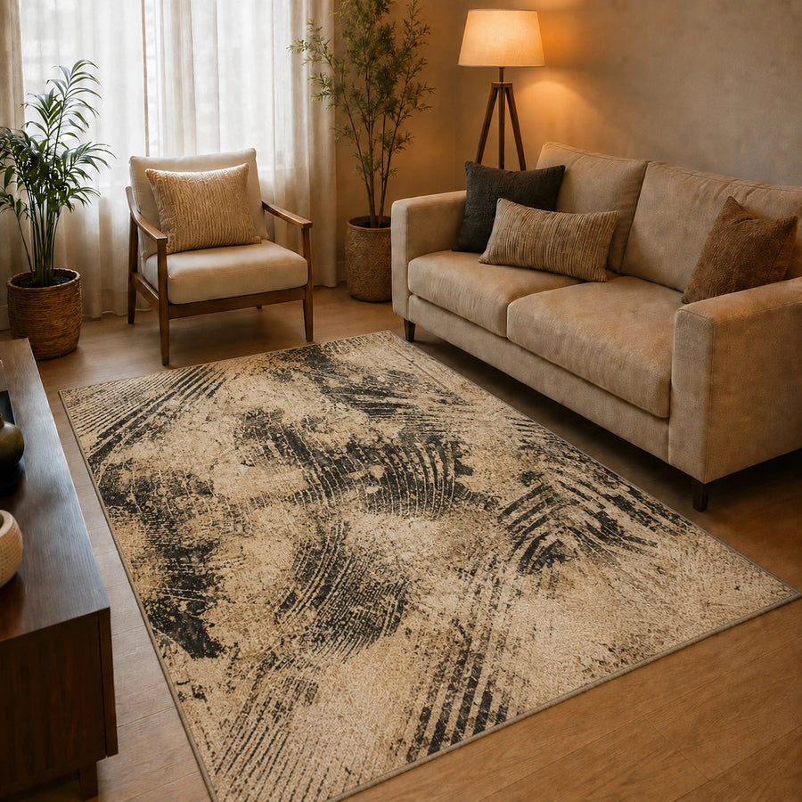 Elaris Beige Rake Texture Carpet