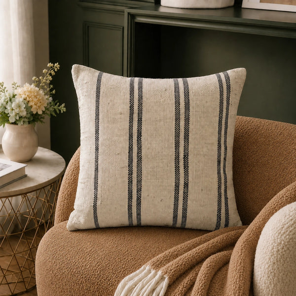Elaris Grey Dual Stripe Cushion Cover