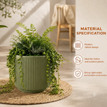 Elaris Ribbed Ceramic Planter - Sage Green, Single