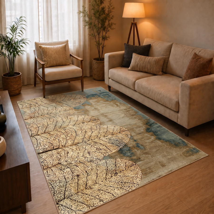 Botanical Serenity Print Anti-skid Washable Carpet 4x6 ft