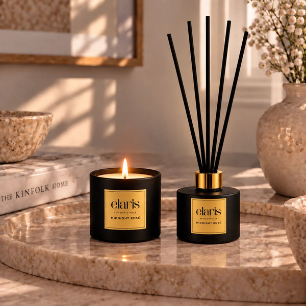 Elaris Midnight Rose Candle & Reed Diffuser Gift Set