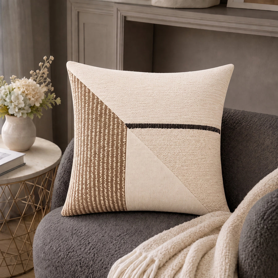 Elaris Terracotta Ivory Angle Cushion Cover