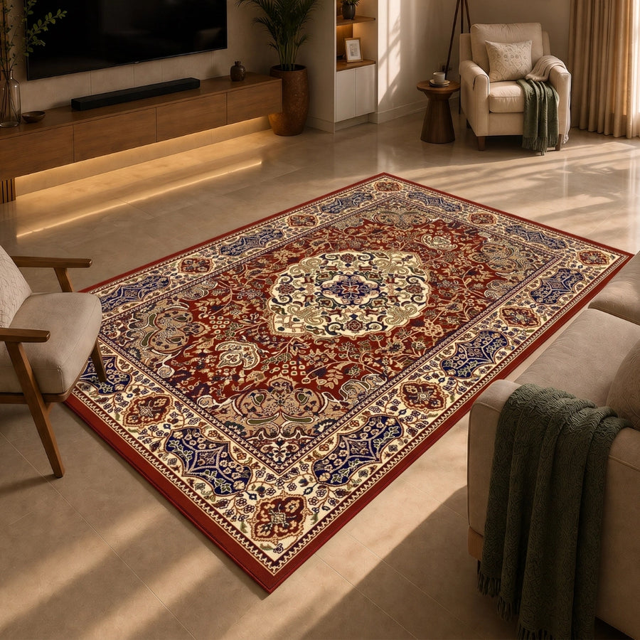 Elaris Heritage Maroon Medallion Carpet