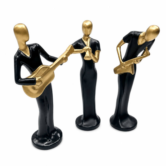 Elaris Musician Figurine Set - Black & Gold, Set of 3