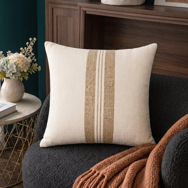 Elaris Terracotta Centre Stripe Cushion Cover