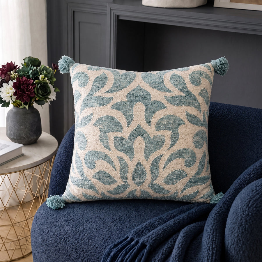 Elaris Indigo Damask Cushion Cover