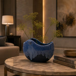 Elaris Cobalt Crescent Handcrafted Ceramic Vase - Small