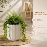 Elaris Ribbed Ceramic Planter - Elegant White, Single
