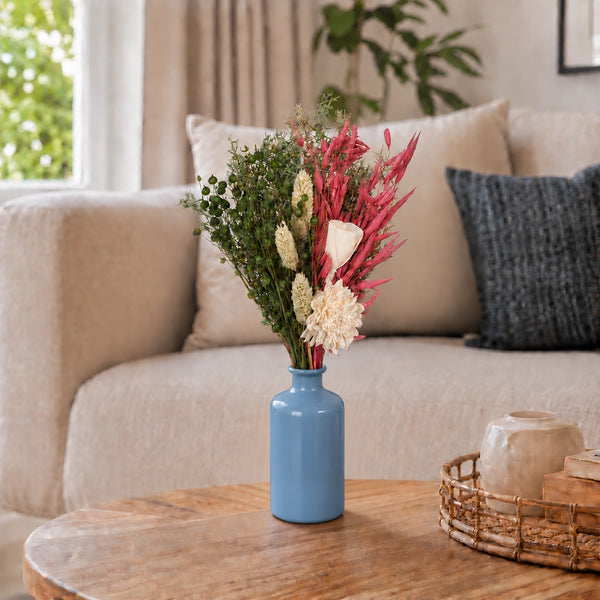 Elaris Blue Marina Dried Blooms With Vase