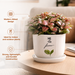 Elaris Ceramic Planter with Drainage Tray - Printed White