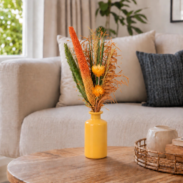 Elaris  Ochre Dried Blooms With Vase