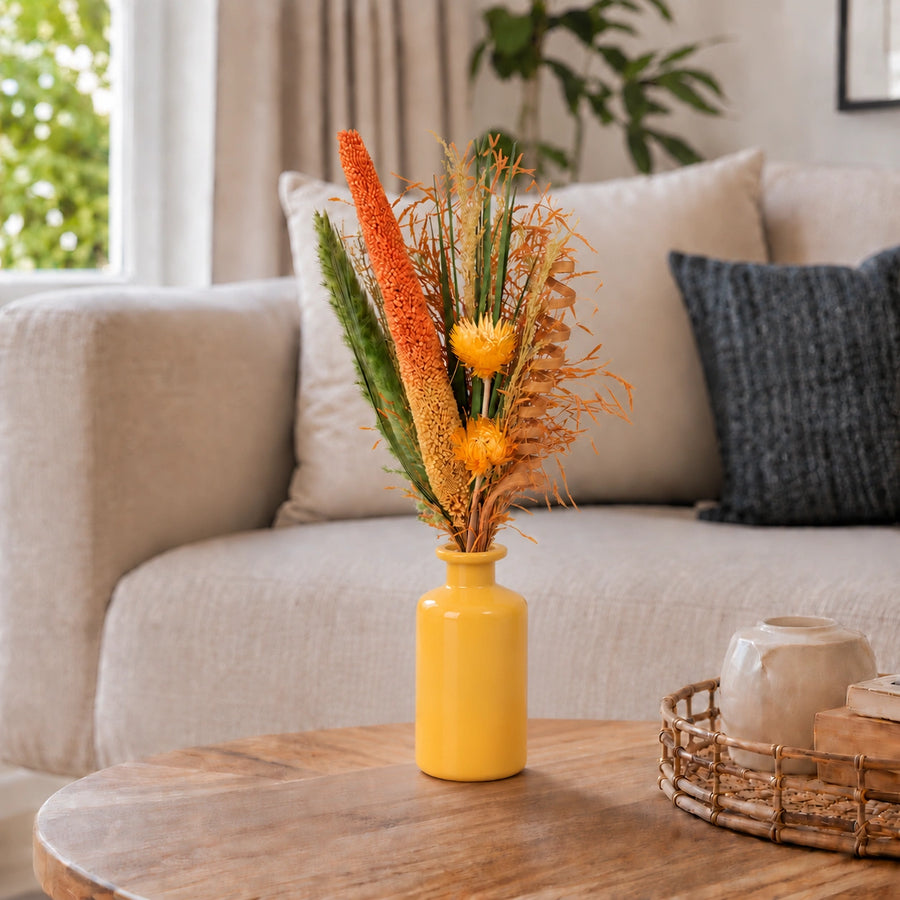 Elaris  Ochre Dried Blooms With Vase
