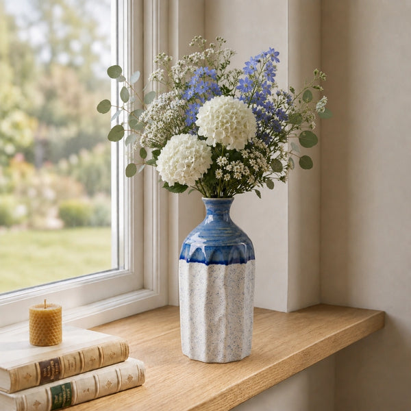Elaris Fluted Bottle Handcrafted Ceramic Vase