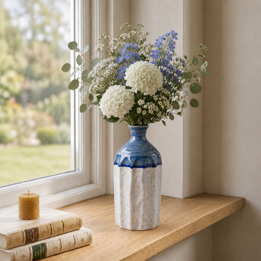Elaris Fluted Bottle Handcrafted Ceramic Vase