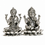 Elaris Lakshmi Ganesha Idol on Lotus – Silver Plated