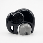 Elaris Elephant Family Showpiece - Black & Grey Ceramic Duo