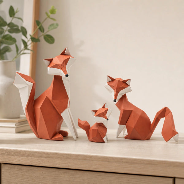 Elaris Geometric Fox Family Showpiece - Faceted Design