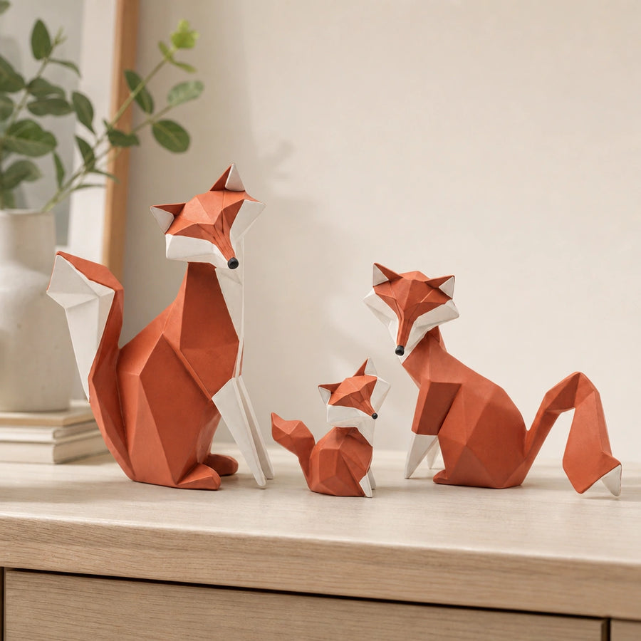 Elaris Geometric Fox Family Showpiece - Faceted Design