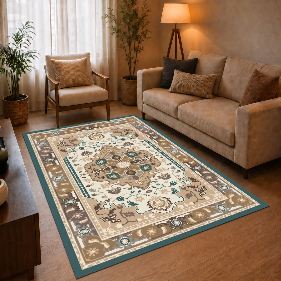 Ivory Heritage Anti-skid Washable Carpet & 2 Runner Set