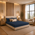 Elaris Solid Navy King Fitted 100% Cotton Bedsheet Set