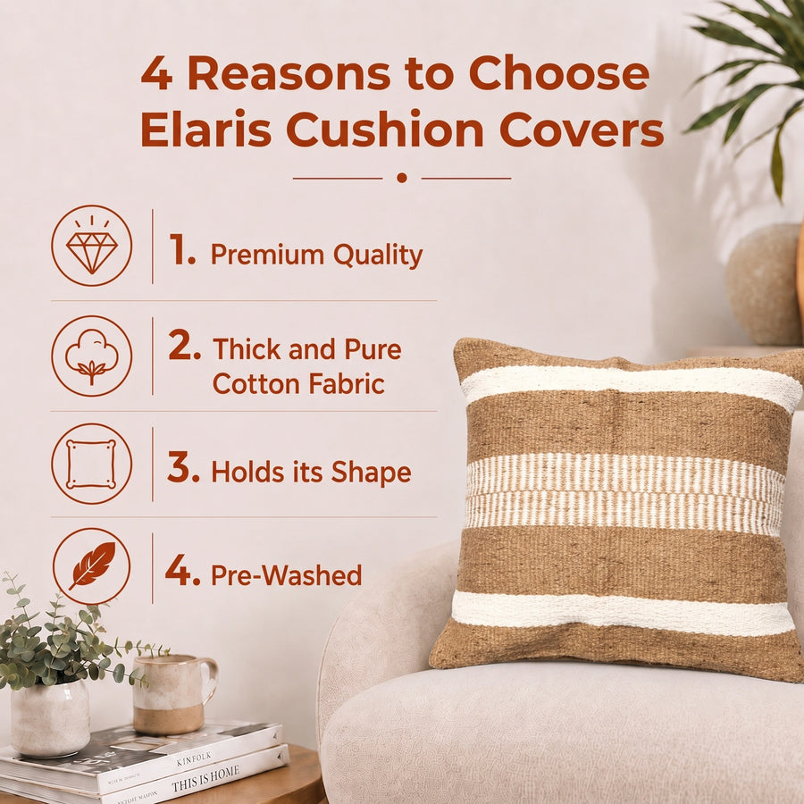 Elaris Terracotta Broad Stripe Cushion Cover