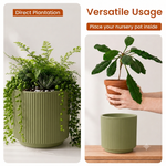 Elaris Ribbed Ceramic Planter - Sage Green, Single