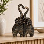 Elaris Elephant Pair Showpiece - Floral Bronze Detailing