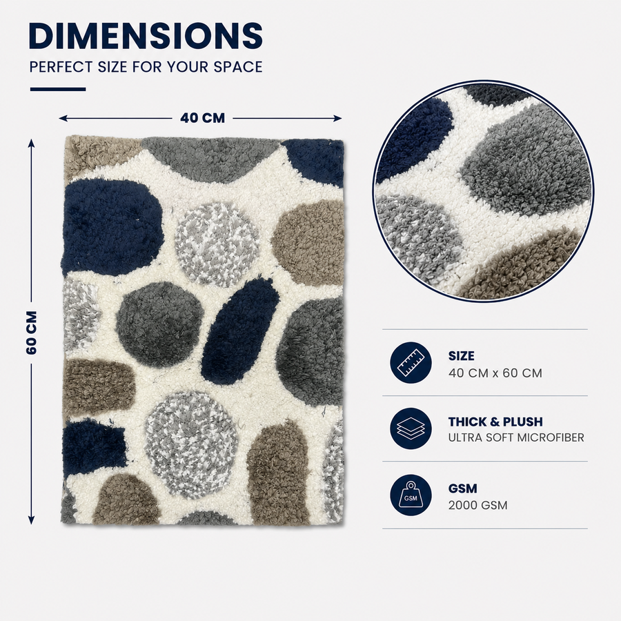 STONIS Soft & Fluffy Mat use as Door Mat/Office/Floor/Bathroom etc. (40x60 cm) Anti-Slip (Pack of 1)