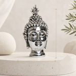 Elaris Buddha Face Idol – Silver Plated Home Showpiece