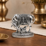 Elaris Kamdhenu Cow Idol – Medium, Silver Plated Showpiece