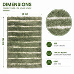 Sage Green & White Striped Anti Slip Bath Mat, 50 x 80 cm