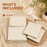 Elaris Self Print Beige Queen Flat 100% Cotton Bedsheet Set