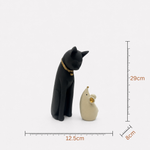 Elaris Cat & Mouse Figurine Set - Black & White Duo