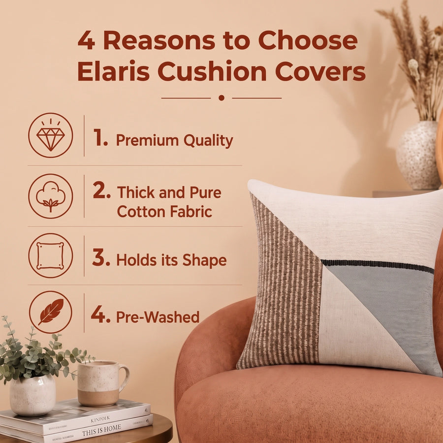 Elaris Terracotta Ivory Angle Cushion Cover
