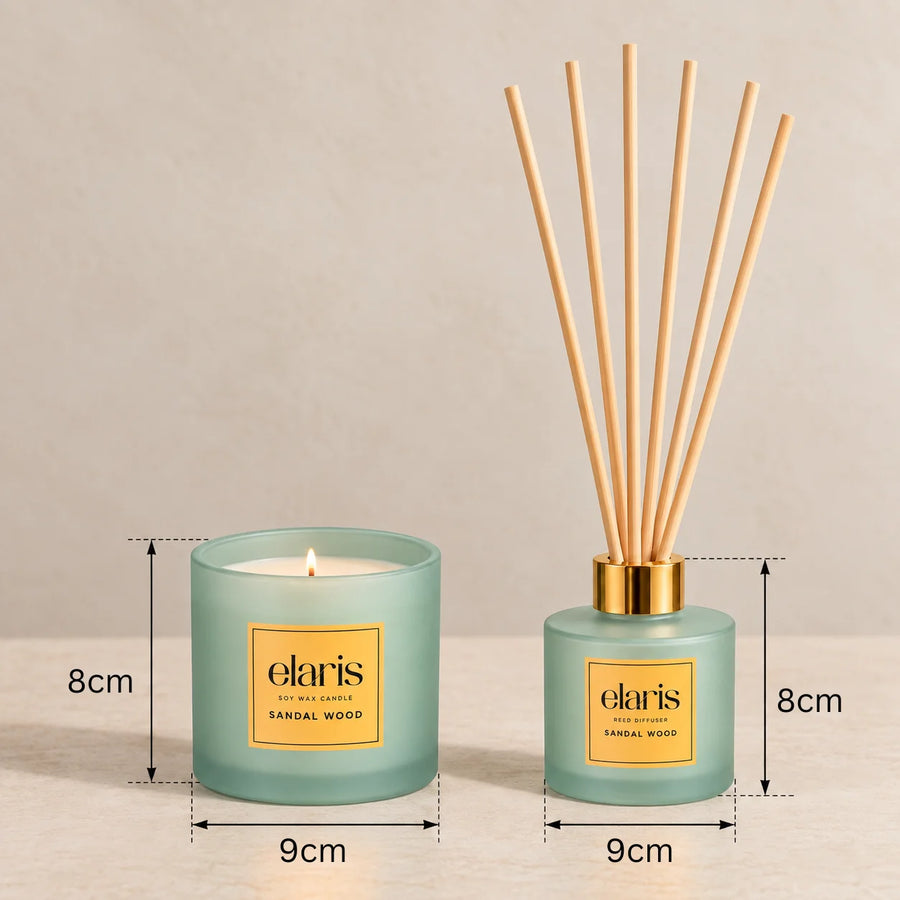 Elaris Sandalwood Candle & Reed Diffuser Gift Set
