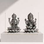 Elaris Lakshmi Ganesha Idol on Lotus – Silver Plated