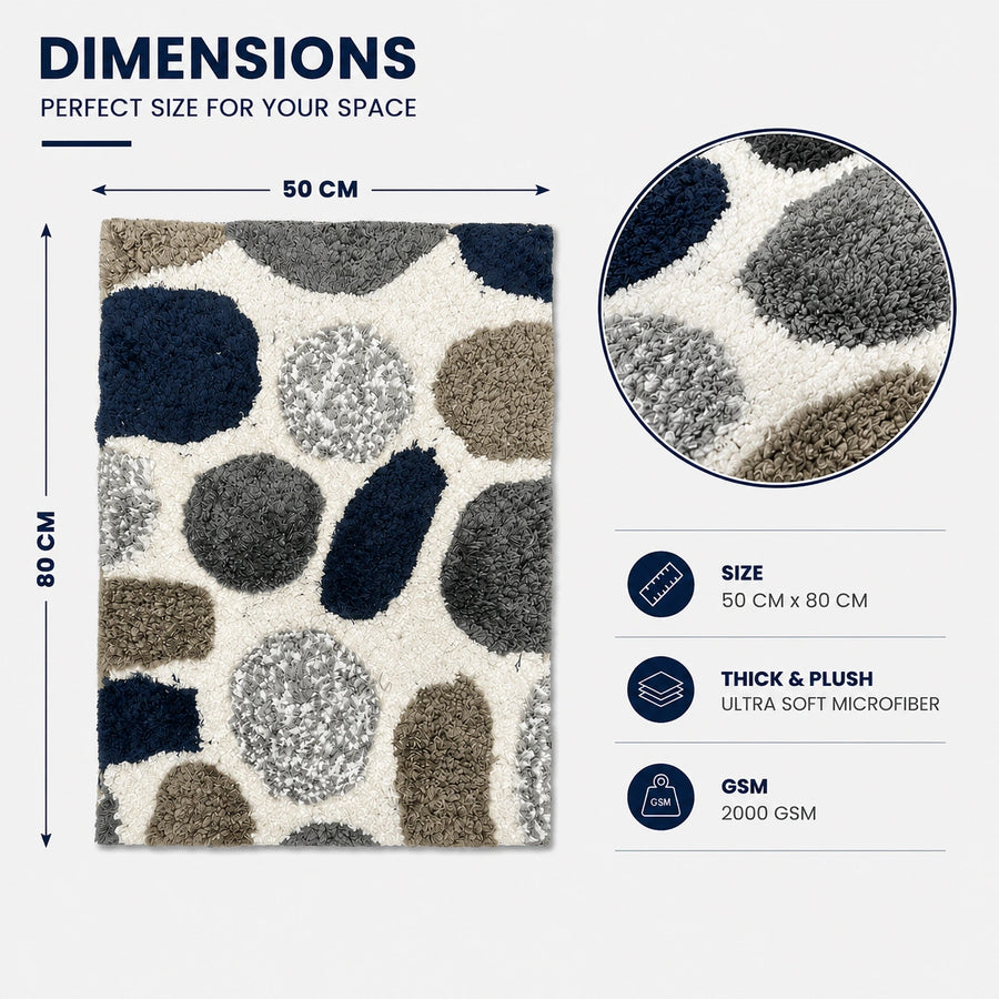 Modern Pebbled Mosaic Anti Slip Bath Mat, 50 x 80 cm