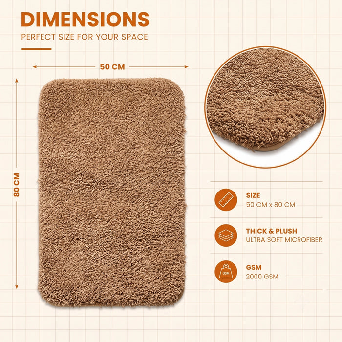 Solid Beige Anti Slip Bath Mat, 50 x 80 cm