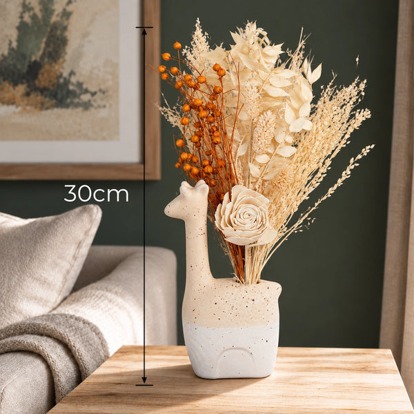 Elaris Cream Sculpt Dried Blooms With Vase