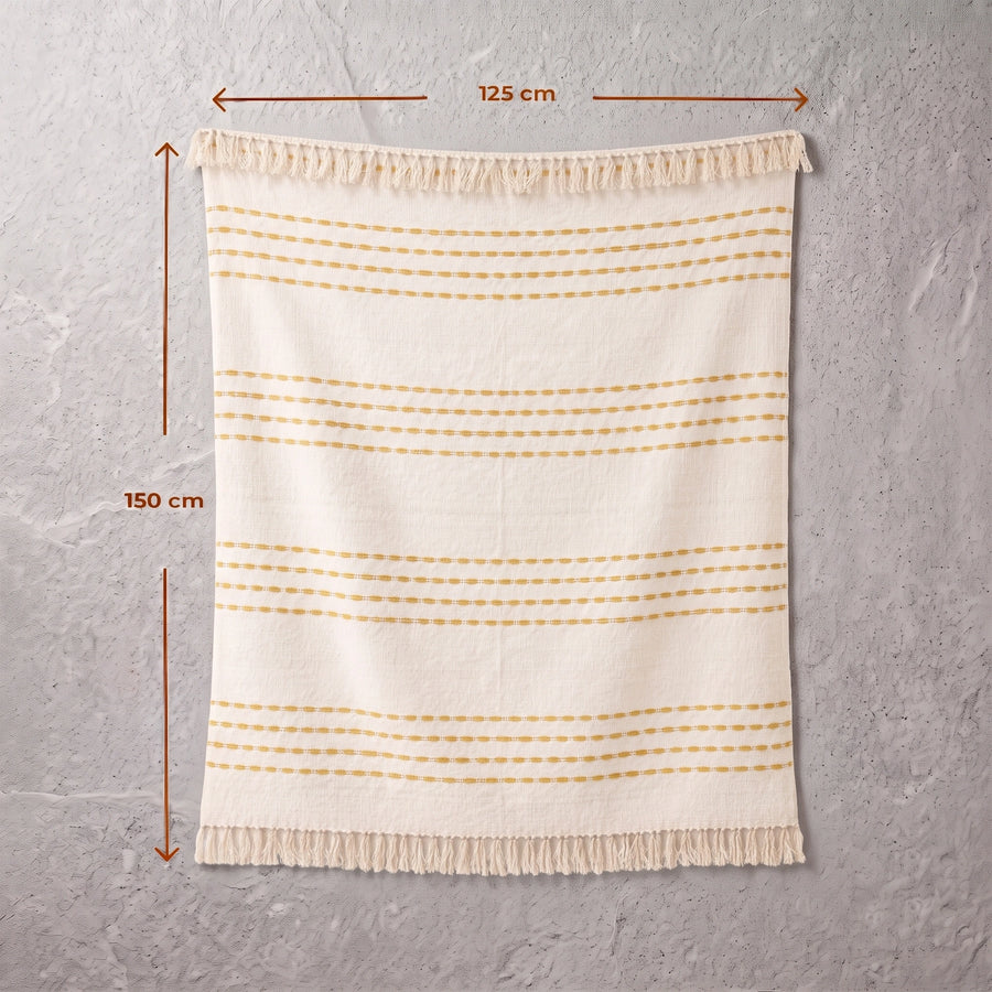 Elaris Ivory Beige Stripe Throw